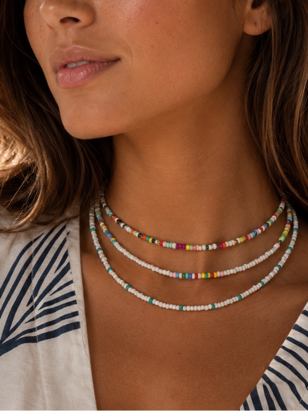 Set of 3 necklaces - seed beads and adjustable sizing